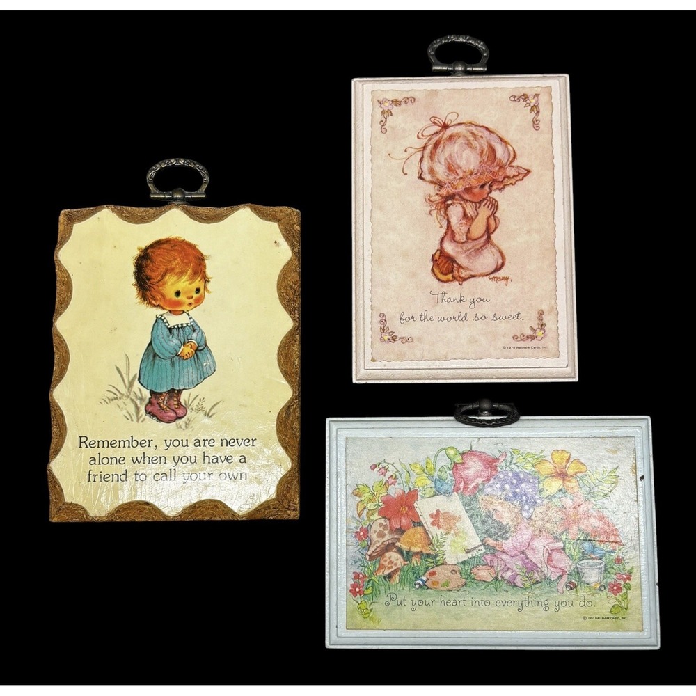 Vintage Hallmark Mini Plaques ~ Cute Little Girls Decor 1970s 1980s